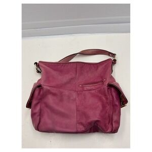 B. Makowsky Fuchsia Pink Leather Shoulder Bag Large Hobo Gold Hardware Vintage